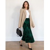 MEROKEETY Women’s Fall Floral Velvet Maxi Skirt | Floral Velvet Textured, Mermaid Fishtail Hem, Elastic High Waist, Elegant Classy, 2026 Trendy Long Skirts(Green)