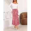 MEROKEETY Women’s Fall Floral Velvet Maxi Skirt | Floral Velvet Textured, Mermaid Fishtail Hem, Elastic High Waist, Elegant Classy, 2026 Trendy Long Skirts(Pink)