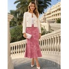 MEROKEETY Women’s Fall Floral Velvet Maxi Skirt | Floral Velvet Textured, Mermaid Fishtail Hem, Elastic High Waist, Elegant Classy, 2026 Trendy Long Skirts(Pink)