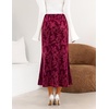 MEROKEETY Women’s Fall Floral Velvet Maxi Skirt | Floral Velvet Textured, Mermaid Fishtail Hem, Elastic High Waist, Elegant Classy, 2026 Trendy Long Skirts(Wine)