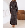MEROKEETY Womens Fall Formal Long Sleeve Sequin Bodycon Maxi Dress 2026 | Sparkly, Jacquard Mesh Shell, Lined, Floral Lace, Fancy, Cocktail Party, Dinner, Evening, Holiday, Wedding Guest Long Dress(Brown)