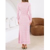 MEROKEETY Womens Fall Formal Long Sleeve Sequin Bodycon Maxi Dress 2026 | Sparkly, Jacquard Mesh Shell, Lined, Floral Lace, Fancy, Cocktail Party, Dinner, Evening, Holiday, Wedding Guest Long Dress(Pink)