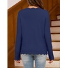 MEROKEETY Women’s Fall Lightweight Crochet Cardigan Sweaters Trendy | Trendy Sweater, Long Sleeve, V Neck, Button Down, Pointelle Knit, Scalloped Trim, Fashion Layer Tops, Soft Breathable Clothes(Navy)