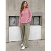 MEROKEETY Women’s Fall Lightweight Crochet Cardigan Sweaters Trendy | Trendy Sweater, Long Sleeve, V Neck, Button Down, Pointelle Knit, Scalloped Trim, Fashion Layer Tops, Soft Breathable Clothes(Pink)