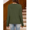 MEROKEETY Women’s Fall Lightweight Crochet Cardigan Sweaters Trendy | Trendy Sweater, Long Sleeve, V Neck, Button Down, Pointelle Knit, Scalloped Trim, Fashion Layer Tops, Soft Breathable Clothes(Armygreen)