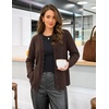 MEROKEETY Women’s Fall Lightweight Crochet Cardigan Sweaters Trendy | Trendy Sweater, Long Sleeve, V Neck, Button Down, Pointelle Knit, Scalloped Trim, Fashion Layer Tops, Soft Breathable Clothes(Coffee)