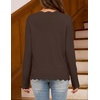 MEROKEETY Women’s Fall Lightweight Crochet Cardigan Sweaters Trendy | Trendy Sweater, Long Sleeve, V Neck, Button Down, Pointelle Knit, Scalloped Trim, Fashion Layer Tops, Soft Breathable Clothes(Coffee)