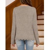 MEROKEETY Women’s Fall Lightweight Crochet Cardigan Sweaters Trendy | Trendy Sweater, Long Sleeve, V Neck, Button Down, Pointelle Knit, Scalloped Trim, Fashion Layer Tops, Soft Breathable Clothes(Khaki)