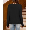 MEROKEETY Women’s Fall Lightweight Crochet Cardigan Sweaters Trendy | Trendy Sweater, Long Sleeve, V Neck, Button Down, Pointelle Knit, Scalloped Trim, Fashion Layer Tops, Soft Breathable Clothes(Black)