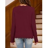 MEROKEETY Women’s Fall Lightweight Crochet Cardigan Sweaters Trendy | Trendy Sweater, Long Sleeve, V Neck, Button Down, Pointelle Knit, Scalloped Trim, Fashion Layer Tops, Soft Breathable Clothes(Burgundy)
