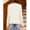 MEROKEETY Women’s Fall Lightweight Crochet Cardigan Sweaters Trendy | Trendy Sweater, Long Sleeve, V Neck, Button Down, Pointelle Knit, Scalloped Trim, Fashion Layer Tops, Soft Breathable Clothes(Beige)