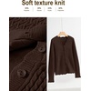 MEROKEETY Women’s Fall Lightweight Crochet Cardigan Sweaters Trendy | Trendy Sweater, Long Sleeve, V Neck, Button Down, Pointelle Knit, Scalloped Trim, Fashion Layer Tops, Soft Breathable Clothes(Coffee)