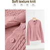 MEROKEETY Women’s Fall Lightweight Crochet Cardigan Sweaters Trendy | Trendy Sweater, Long Sleeve, V Neck, Button Down, Pointelle Knit, Scalloped Trim, Fashion Layer Tops, Soft Breathable Clothes(Pink)