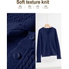 MEROKEETY Women’s Fall Lightweight Crochet Cardigan Sweaters Trendy | Trendy Sweater, Long Sleeve, V Neck, Button Down, Pointelle Knit, Scalloped Trim, Fashion Layer Tops, Soft Breathable Clothes(Navy)