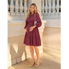 MEROKEETY Women’s Fall Long Puff Sleeve Casual Boho Flowy Dress | Crew Neck, Elastic Waist, Tiered Ruffle Hem, Cotton A Line Mini Vacation Dresses, Bridal Shower, Cocktail Date Night Outfits(Burgundy)