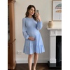 MEROKEETY Women’s Fall Long Puff Sleeve Casual Boho Flowy Dress | Crew Neck, Elastic Waist, Tiered Ruffle Hem, Cotton A Line Mini Vacation Dresses, Bridal Shower, Cocktail Date Night Outfits(Blue)