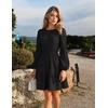 MEROKEETY Women’s Fall Long Puff Sleeve Casual Boho Flowy Dress | Crew Neck, Elastic Waist, Tiered Ruffle Hem, Cotton A Line Mini Vacation Dresses, Bridal Shower, Cocktail Date Night Outfits(Black)