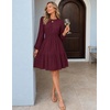 MEROKEETY Women’s Fall Long Puff Sleeve Casual Boho Flowy Dress | Crew Neck, Elastic Waist, Tiered Ruffle Hem, Cotton A Line Mini Vacation Dresses, Bridal Shower, Cocktail Date Night Outfits(Burgundy)
