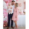 MEROKEETY Women’s Fall Long Puff Sleeve Casual Boho Flowy Dress | Crew Neck, Elastic Waist, Tiered Ruffle Hem, Cotton A Line Mini Vacation Dresses, Bridal Shower, Cocktail Date Night Outfits(Pink)