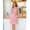 MEROKEETY Women’s Fall Long Puff Sleeve Casual Boho Flowy Dress | Crew Neck, Elastic Waist, Tiered Ruffle Hem, Cotton A Line Mini Vacation Dresses, Bridal Shower, Cocktail Date Night Outfits(Pink)