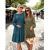 MEROKEETY Women’s Fall Long Puff Sleeve Casual Boho Flowy Dress | Crew Neck, Elastic Waist, Tiered Ruffle Hem, Cotton A Line Mini Vacation Dresses, Bridal Shower, Cocktail Date Night Outfits(Army)