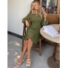 MEROKEETY Women’s Fall Long Puff Sleeve Casual Boho Flowy Dress | Crew Neck, Elastic Waist, Tiered Ruffle Hem, Cotton A Line Mini Vacation Dresses, Bridal Shower, Cocktail Date Night Outfits(Army)