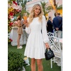 MEROKEETY Women’s Fall Long Puff Sleeve Casual Boho Flowy Dress | Crew Neck, Elastic Waist, Tiered Ruffle Hem, Cotton A Line Mini Vacation Dresses, Bridal Shower, Cocktail Date Night Outfits(White)
