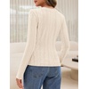 MEROKEETY Womens Fall Long Sleeve Cable Knit Shirts Trendy Top | V Neck, Fitted, Lightweight, Stretchy Textured Knit, Going Out Outfits, Business Casual Blouse, Dressy Work Top, Y2K Clothes(Apricot)