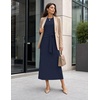 MEROKEETY Women’s Fall Long Sleeve Casual T Shirt Maxi Dresses | Tie Waist, Wrap, Crew Neck, Business Casual, Work Long Dress, Elegant, Knit, Stretchy and Soft, Winter, Going Out Clothes(Navy)