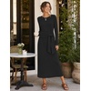 MEROKEETY Women’s Fall Long Sleeve Casual T Shirt Maxi Dresses | Tie Waist, Wrap, Crew Neck, Business Casual, Work Long Dress, Elegant, Knit, Stretchy and Soft, Winter, Going Out Clothes(Black)