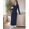 MEROKEETY Women’s Fall Long Sleeve Casual T Shirt Maxi Dresses | Tie Waist, Wrap, Crew Neck, Business Casual, Work Long Dress, Elegant, Knit, Stretchy and Soft, Winter, Going Out Clothes(Navy)