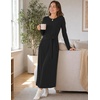 MEROKEETY Women’s Fall Long Sleeve Casual T Shirt Maxi Dresses | Tie Waist, Wrap, Crew Neck, Business Casual, Work Long Dress, Elegant, Knit, Stretchy and Soft, Winter, Going Out Clothes(Black)