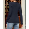 MEROKEETY Womens Fall Long Sleeve Fitted Henley T Shirt Top 2026 Trendy | Fashion Must Have, Scoop Neck, Casual, Ribbed Knit, Buttons, Basic, Soft, Lightweight, Flattering, Cute, Cinched Waist(Navy)
