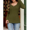 MEROKEETY Womens Fall Long Sleeve Fitted Henley T Shirt Top 2026 Trendy | Fashion Must Have, Scoop Neck, Casual, Ribbed Knit, Buttons, Basic, Soft, Lightweight, Flattering, Cute, Cinched Waist(Green)