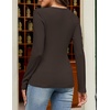 MEROKEETY Womens Fall Long Sleeve Fitted Henley T Shirt Top 2026 Trendy | Fashion Must Have, Scoop Neck, Casual, Ribbed Knit, Buttons, Basic, Soft, Lightweight, Flattering, Cute, Cinched Waist(Coffee)