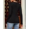 MEROKEETY Womens Fall Long Sleeve Fitted Henley T Shirt Top 2026 Trendy | Fashion Must Have, Scoop Neck, Casual, Ribbed Knit, Buttons, Basic, Soft, Lightweight, Flattering, Cute, Cinched Waist(Black)