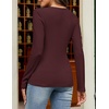 MEROKEETY Womens Fall Long Sleeve Fitted Henley T Shirt Top 2026 Trendy | Fashion Must Have, Scoop Neck, Casual, Ribbed Knit, Buttons, Basic, Soft, Lightweight, Flattering, Cute, Cinched Waist(Burgundy)