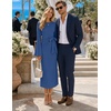 MEROKEETY Women’s Fall Long Sleeve Midi Dress Tie Waist Boat Neck Back Slit Ruched Elegant Wedding Guest Cocktail Dresses(Dustyblue)