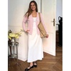 MEROKEETY Women’s Fall Long Sleeve Open Front Cardigan Sweaters | Button Up, Scalloped V Neck, Crochet Cardigan, Hollow Out, Lightweight, Dressy, Trendy, Loose Fit, Knit Jumper, Sweater Top(Pink)