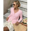 MEROKEETY Women’s Fall Long Sleeve Open Front Cardigan Sweaters | Button Up, Scalloped V Neck, Crochet Cardigan, Hollow Out, Lightweight, Dressy, Trendy, Loose Fit, Knit Jumper, Sweater Top(Pink)