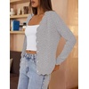 MEROKEETY Women’s Fall Long Sleeve Open Front Cardigan Sweaters | Button Up, Scalloped V Neck, Crochet Cardigan, Hollow Out, Lightweight, Dressy, Trendy, Loose Fit, Knit Jumper, Sweater Top(Gray)