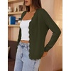 MEROKEETY Women’s Fall Long Sleeve Open Front Cardigan Sweaters | Button Up, Scalloped V Neck, Crochet Cardigan, Hollow Out, Lightweight, Dressy, Trendy, Loose Fit, Knit Jumper, Sweater Top(Army)