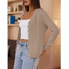 MEROKEETY Women’s Fall Long Sleeve Open Front Cardigan Sweaters | Button Up, Scalloped V Neck, Crochet Cardigan, Hollow Out, Lightweight, Dressy, Trendy, Loose Fit, Knit Jumper, Sweater Top(Khaki)