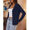 MEROKEETY Women’s Fall Long Sleeve Open Front Cardigan Sweaters | Button Up, Scalloped V Neck, Crochet Cardigan, Hollow Out, Lightweight, Dressy, Trendy, Loose Fit, Knit Jumper, Sweater Top(Navy)