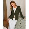MEROKEETY Women’s Fall Long Sleeve Open Front Cardigan Sweaters | Button Up, Scalloped V Neck, Crochet Cardigan, Hollow Out, Lightweight, Dressy, Trendy, Loose Fit, Knit Jumper, Sweater Top(Army)