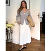 MEROKEETY Women’s Fall Long Sleeve Open Front Cardigan Sweaters | Button Up, Scalloped V Neck, Crochet Cardigan, Hollow Out, Lightweight, Dressy, Trendy, Loose Fit, Knit Jumper, Sweater Top(Gray)
