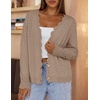 MEROKEETY Women’s Fall Long Sleeve Open Front Cardigan Sweaters | Button Up, Scalloped V Neck, Crochet Cardigan, Hollow Out, Lightweight, Dressy, Trendy, Loose Fit, Knit Jumper, Sweater Top(Khaki)