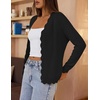 MEROKEETY Women’s Fall Long Sleeve Open Front Cardigan Sweaters | Button Up, Scalloped V Neck, Crochet Cardigan, Hollow Out, Lightweight, Dressy, Trendy, Loose Fit, Knit Jumper, Sweater Top(Black)