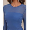 MEROKEETY Women’s Fall Mesh Wedding Guest Cocktail Bodycon Slit Maxi Dress | Sheer Long Sleeve, Ruched, Long, Ruffle Side Slit, Stretchy, Lightweight, Formal Elengant Sexy, Party, Baby Shower, Prom Hoco(Dustyblue)