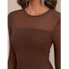 MEROKEETY Women’s Fall Mesh Wedding Guest Cocktail Bodycon Slit Maxi Dress | Sheer Long Sleeve, Ruched, Long, Ruffle Side Slit, Stretchy, Lightweight, Formal Elengant Sexy, Party, Baby Shower, Prom Hoco(Coffee)